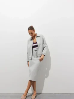 Sets|Röcke></noscript>MOHITO Gestrickter Midirock Grau
