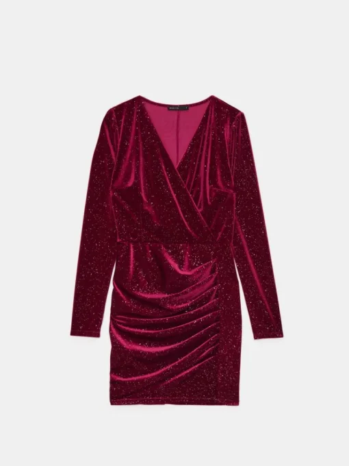 Kleider Für Hochzeitsgäste|Kleider, Overalls>MOHITO Glitzerndes Wickel-Minikleid Kastanienbraun