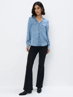 Blusen, Hemden>MOHITO Hemdbluse aus Denim Blau