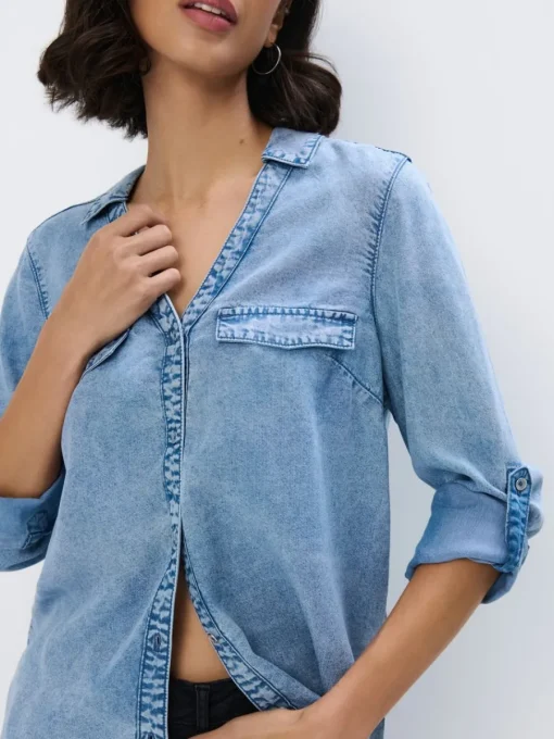 Blusen, Hemden>MOHITO Hemdbluse aus Denim Blau