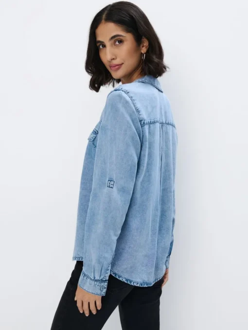 Blusen, Hemden>MOHITO Hemdbluse aus Denim Blau