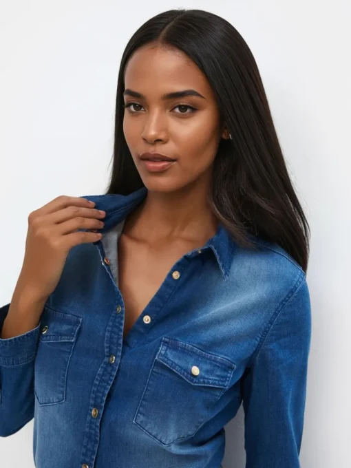 Blusen, Hemden>MOHITO Hemdbluse aus Denim Blau