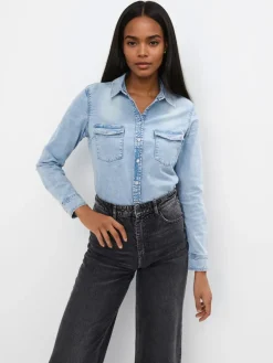 Blusen, Hemden>MOHITO Hemdbluse aus Denim Blau