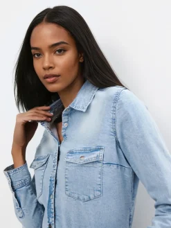 Blusen, Hemden></noscript>MOHITO Hemdbluse aus Denim Blau
