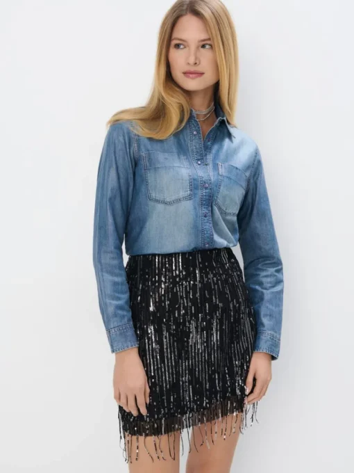 Blusen, Hemden>MOHITO Hemdbluse aus Denim Blau