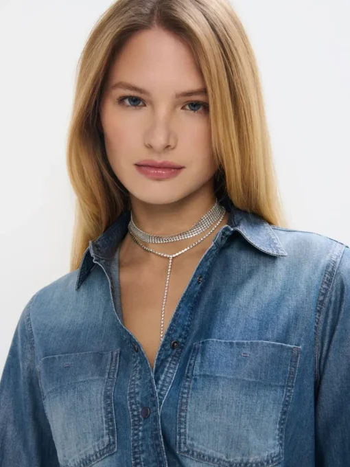 Blusen, Hemden>MOHITO Hemdbluse aus Denim Blau