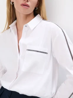 Blusen, Hemden></noscript>MOHITO Hemdbluse mit dekorativem Detail Weiu00df