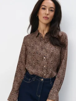 Blusen, Hemden></noscript>MOHITO Hemdbluse mit hohem Viskoseanteil Beige