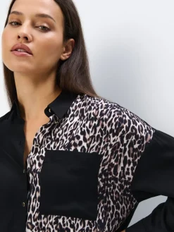 Blusen, Hemden></noscript>MOHITO Hemdbluse mit hohem Viskoseanteil Schwarz