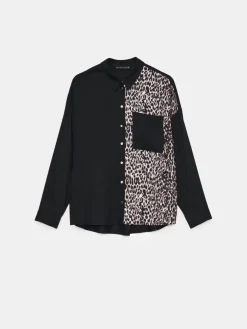 Blusen, Hemden></noscript>MOHITO Hemdbluse mit hohem Viskoseanteil Schwarz