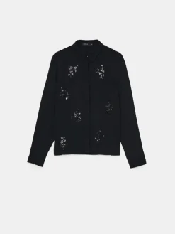 Blusen, Hemden></noscript>MOHITO Hemdbluse mit hohem Viskoseanteil Schwarz