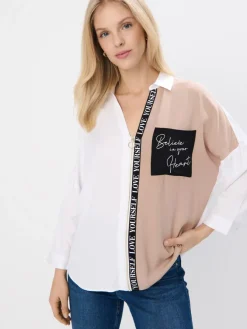 Blusen, Hemden>MOHITO Hemdbluse mit hohem Viskoseanteil Beige