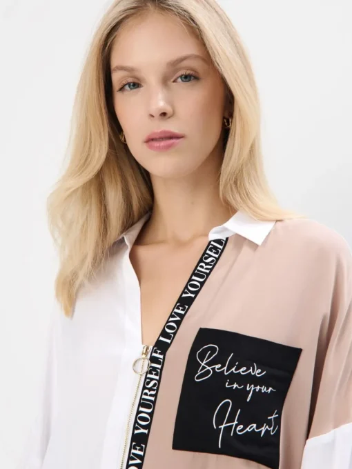 Blusen, Hemden>MOHITO Hemdbluse mit hohem Viskoseanteil Beige