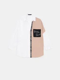 Blusen, Hemden></noscript>MOHITO Hemdbluse mit hohem Viskoseanteil Beige