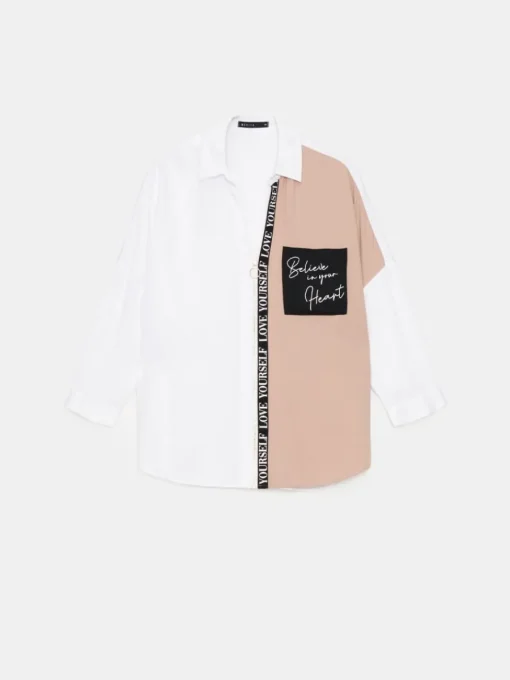 Blusen, Hemden>MOHITO Hemdbluse mit hohem Viskoseanteil Beige