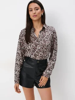 Blusen, Hemden>MOHITO Hemdbluse mit Leopardenmuster Beige