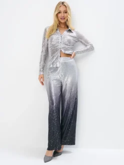 Blusen, Hemden>MOHITO Hemdbluse mit Pailletten Grau