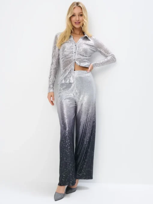 Blusen, Hemden>MOHITO Hemdbluse mit Pailletten Grau