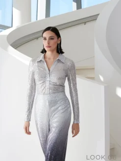 Blusen, Hemden></noscript>MOHITO Hemdbluse mit Pailletten Grau