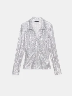 Blusen, Hemden></noscript>MOHITO Hemdbluse mit Pailletten Grau