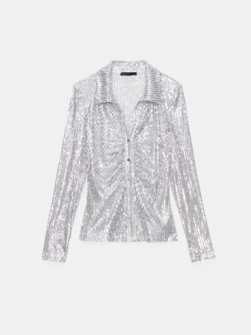 Blusen, Hemden>MOHITO Hemdbluse mit Pailletten Grau