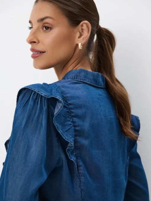 Blusen, Hemden>MOHITO Hemdbluse mit Rüschen Blau