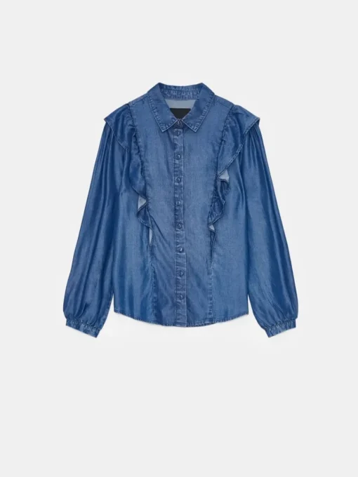 Blusen, Hemden>MOHITO Hemdbluse mit Rüschen Blau