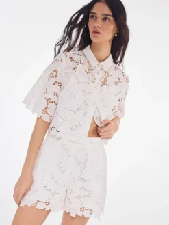 Blusen, Hemden>MOHITO Hemdbluse mit Stickereidetail Creme
