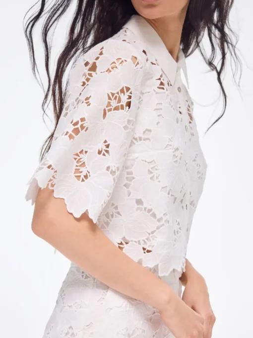 Blusen, Hemden>MOHITO Hemdbluse mit Stickereidetail Creme