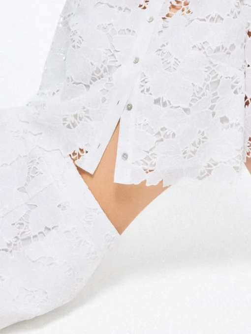 Blusen, Hemden>MOHITO Hemdbluse mit Stickereidetail Creme