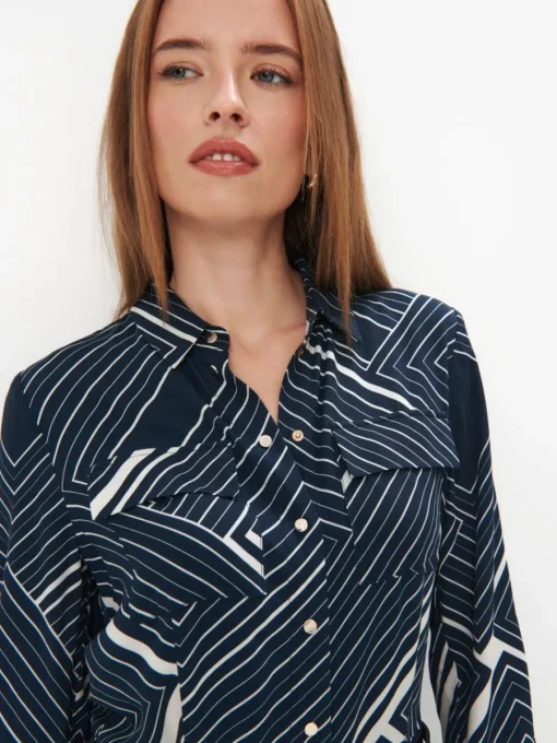 Midi, Maxikleider|Kleider, Overalls>MOHITO Hemdblusenkleid aus Viskose Navy
