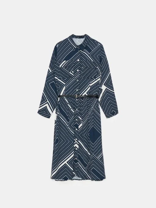 Midi, Maxikleider|Kleider, Overalls>MOHITO Hemdblusenkleid aus Viskose Navy