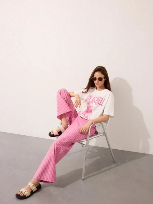 Sets|Hosen>MOHITO Hose aus Baumwolle Pastellrosa
