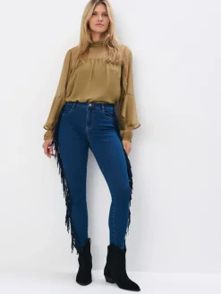 Jeans>MOHITO Hose mit Fransen Blau