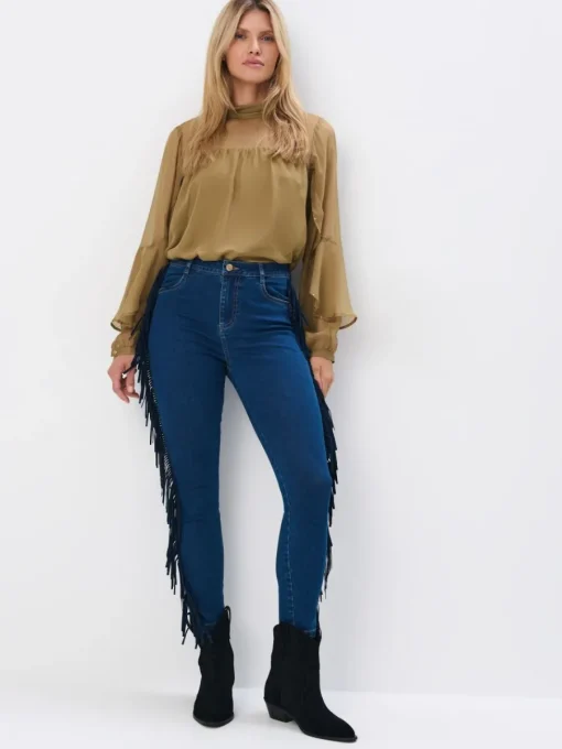 Jeans>MOHITO Hose mit Fransen Blau
