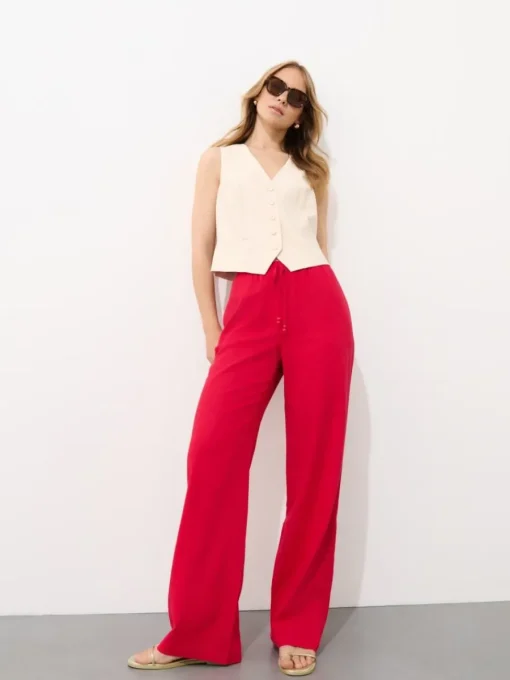 Hosen>MOHITO Hose mit hohem Leinenanteil Rot