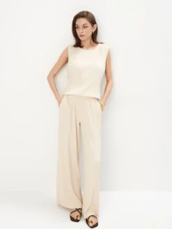 Hosen>MOHITO Hose mit Weitem Bein Und Stoffgürtel Nude