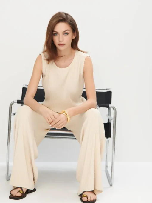 Hosen>MOHITO Hose mit Weitem Bein Und Stoffgürtel Nude