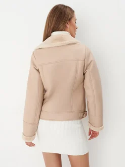 Jacken, Mäntel></noscript>MOHITO Jacke mit Pelzkragen Beige