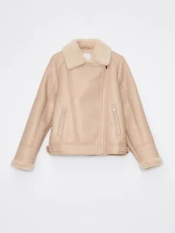 Jacken, Mäntel></noscript>MOHITO Jacke mit Pelzkragen Beige