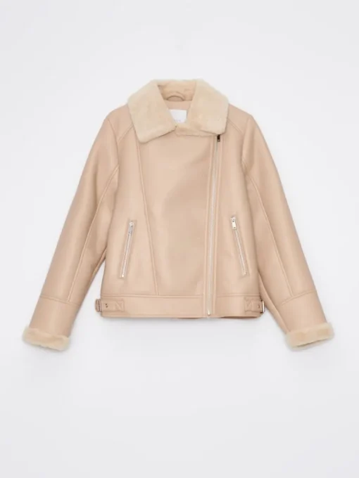 Jacken, Mäntel>MOHITO Jacke mit Pelzkragen Beige