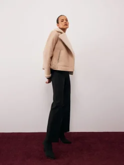 Jacken, Mäntel></noscript>MOHITO Jacke mit Pelzkragen Beige