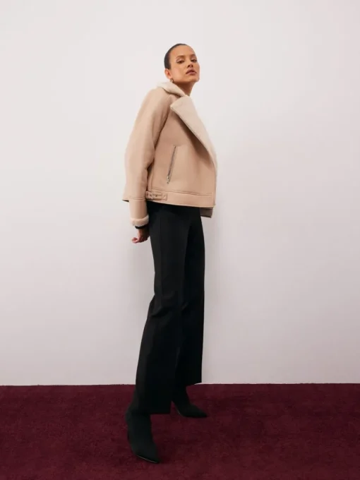 Jacken, Mäntel>MOHITO Jacke mit Pelzkragen Beige