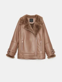 Jacken, Mäntel></noscript>MOHITO Jacke mit Pelzkragen Beige