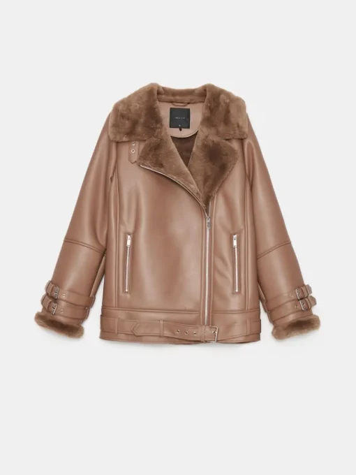Jacken, Mäntel>MOHITO Jacke mit Pelzkragen Beige