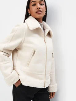 Jacken, Mäntel>MOHITO Jacke mit Pelzkragen Creme