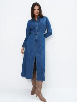 Midi, Maxikleider|Kleider, Overalls>MOHITO Jeanskleid Blau
