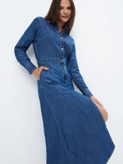 Midi, Maxikleider|Kleider, Overalls>MOHITO Jeanskleid Blau