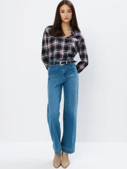 Blusen, Hemden>MOHITO Karierte Hemdbluse Hellblau