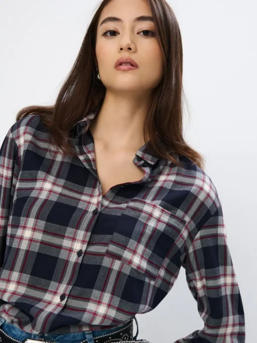 Blusen, Hemden>MOHITO Karierte Hemdbluse Hellblau